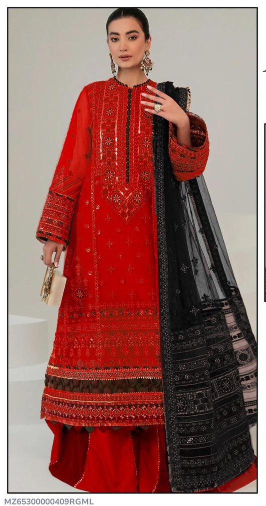 3 Pcs Lawn Women's Unstitched Embroidered Suit