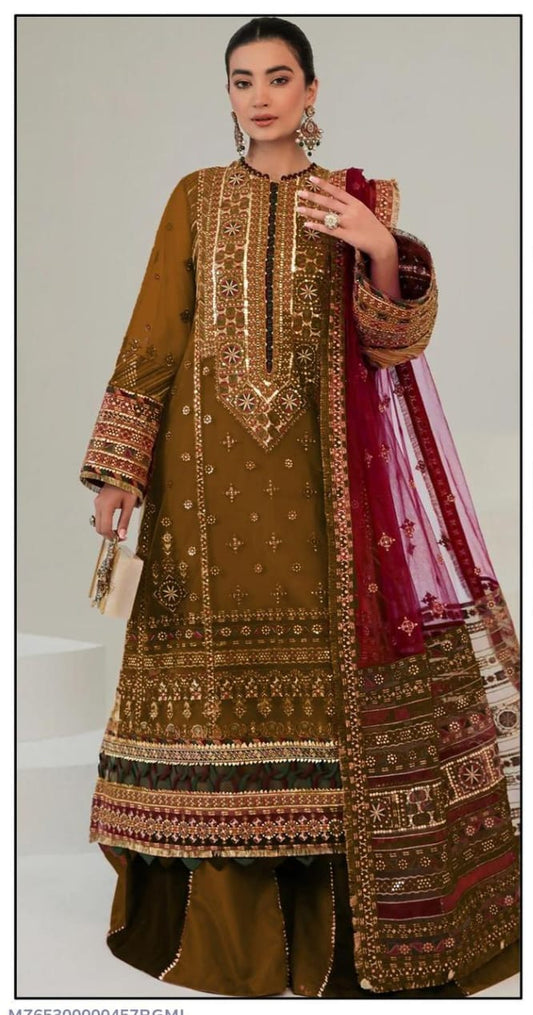 3 Pcs Lawn Women's Unstitched Embroidered Suit