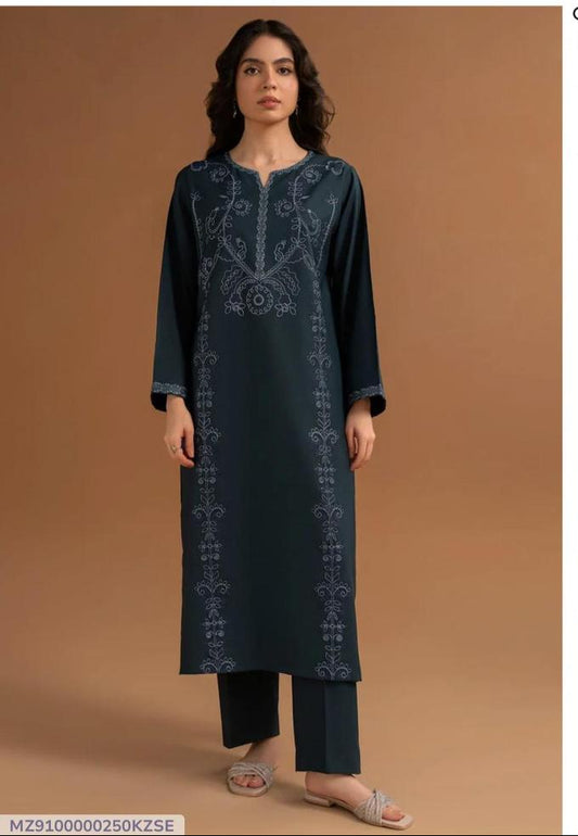 2 Pcs Premium Lawn Women's Unstitched Sequins Embroidered Suit