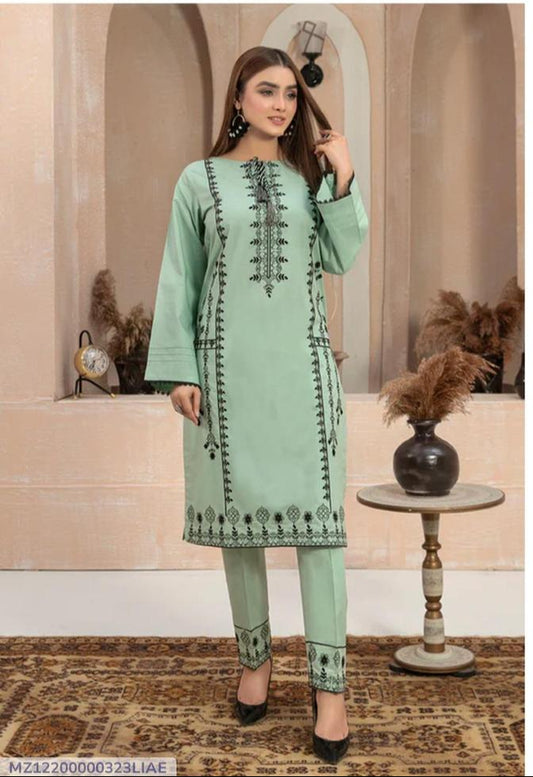 2 Pcs Premium Lawn Women's Unstitched Sequins Embroidered Suit